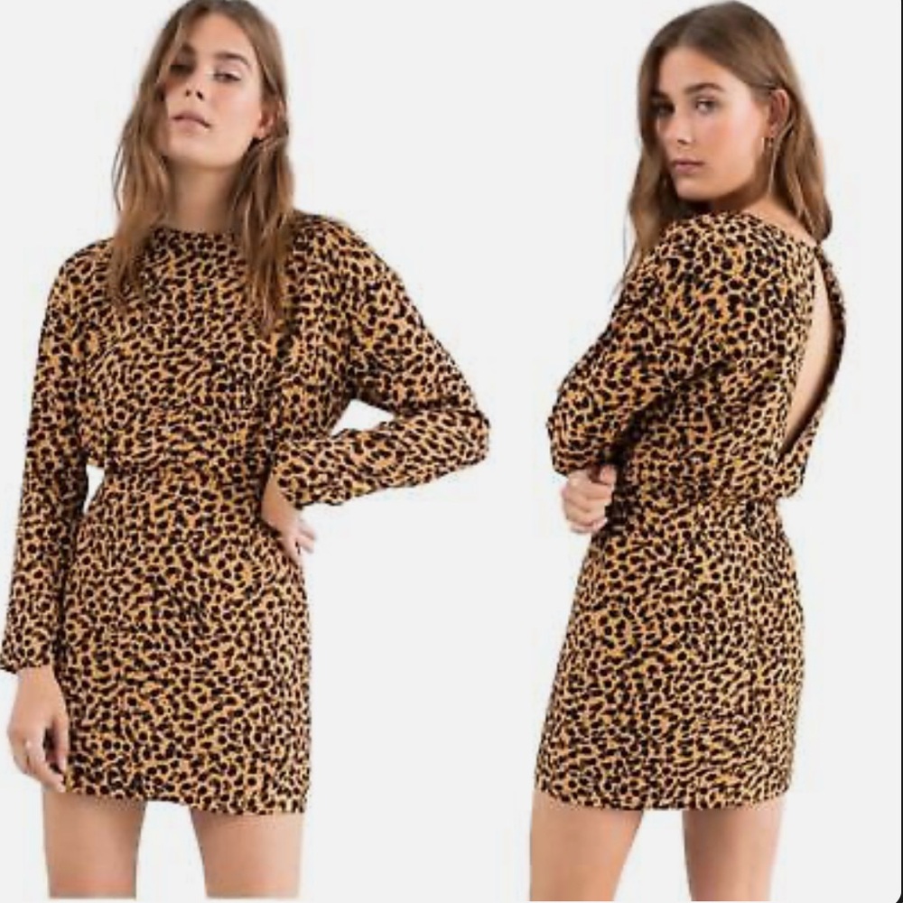 Leopard Print Long Sleeve Dress